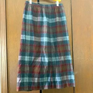 Vintage Plaid wool long skirt